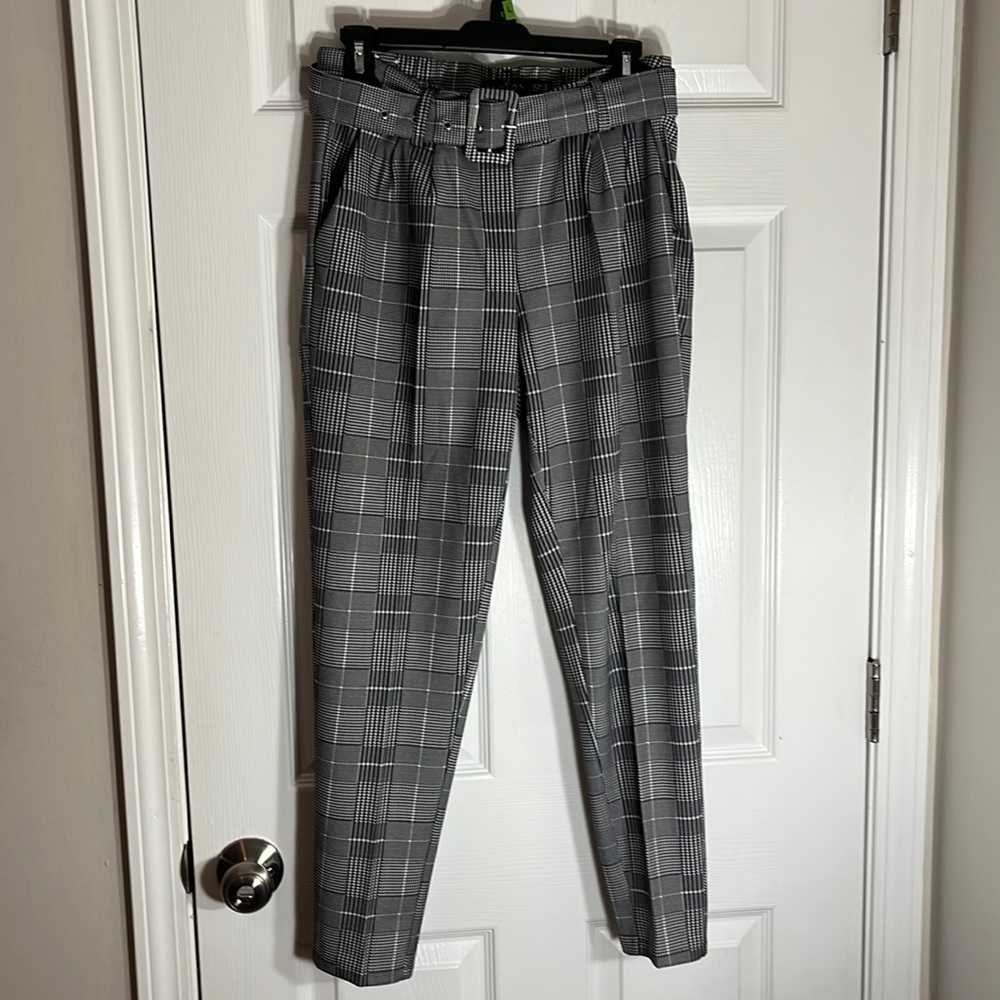Like-New: Black/White Plaid Slacks
